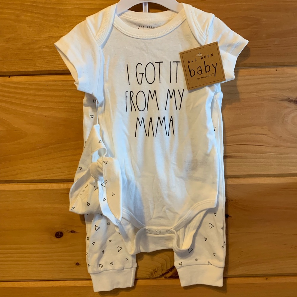 Rae Dunn I Got It From My Mama Onesie Set Size 6-9M NWT